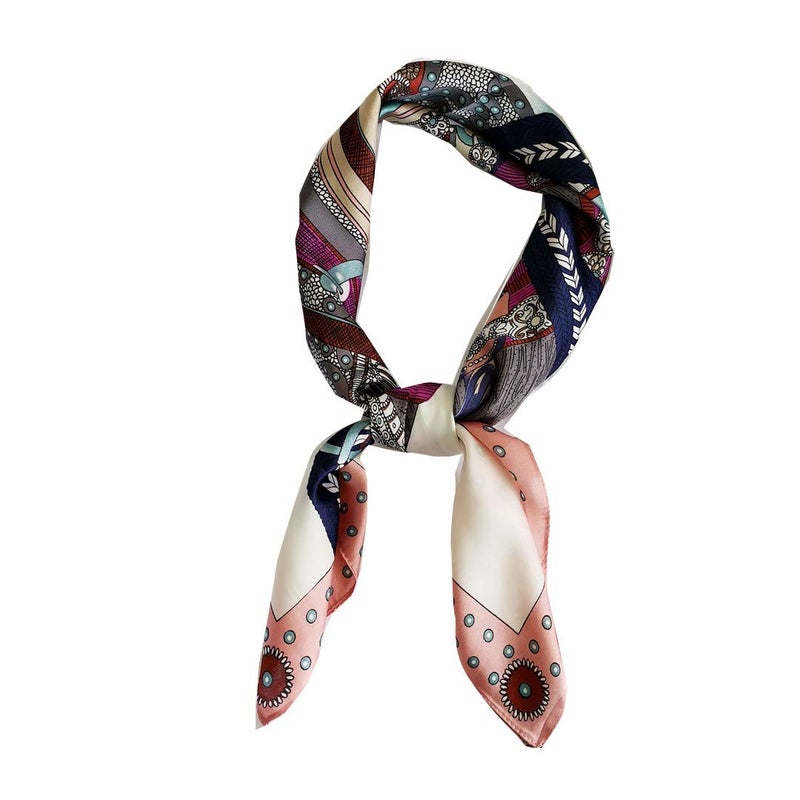 FONYVE Silk Feeling Scarf Medium Square Satin Head Wrap for Women 27.5 inches - Image 1